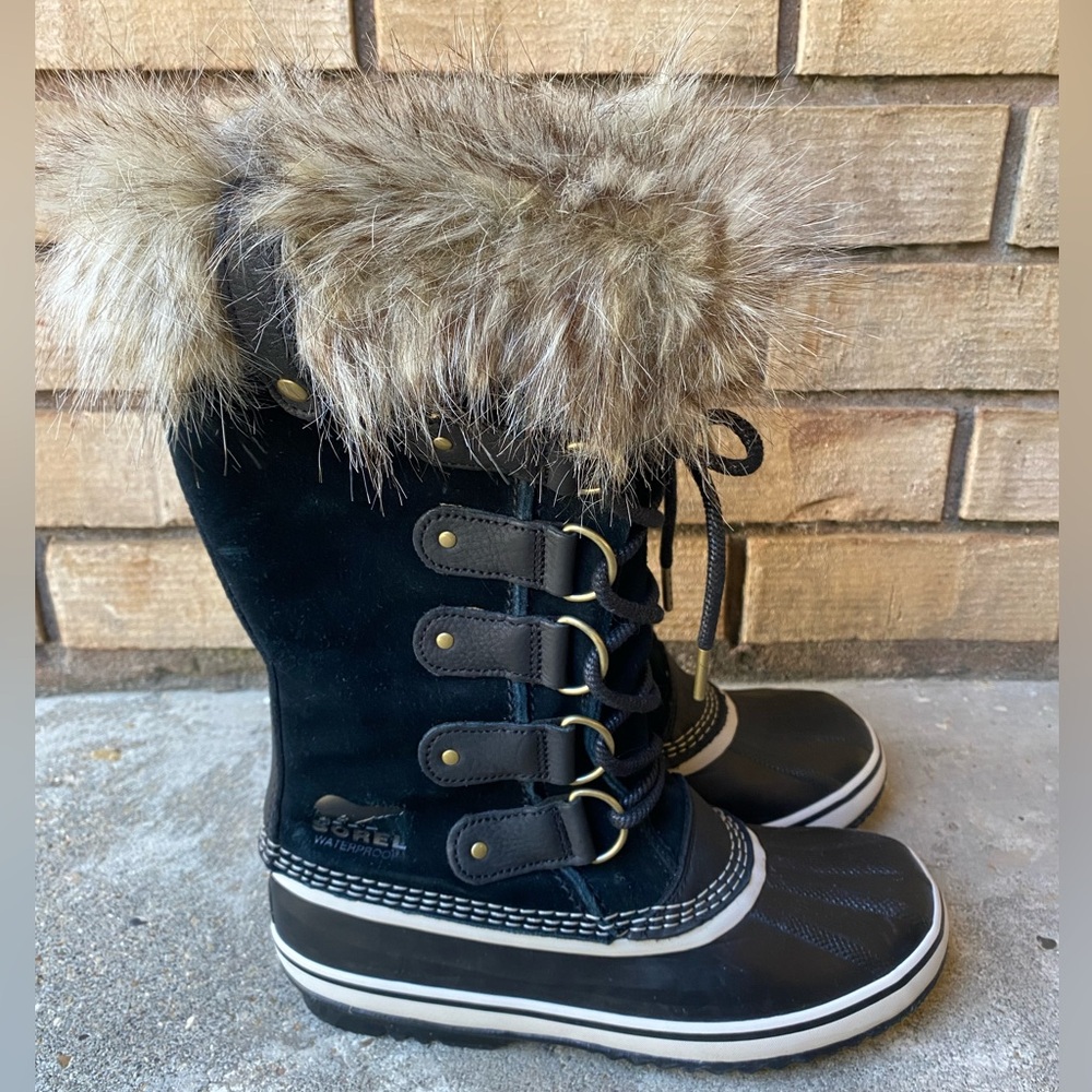 Sorel Joan of Arctic Black Waterproof Winter Boots Faux Fur Women’s 9 NWT - Picture 3 of 8